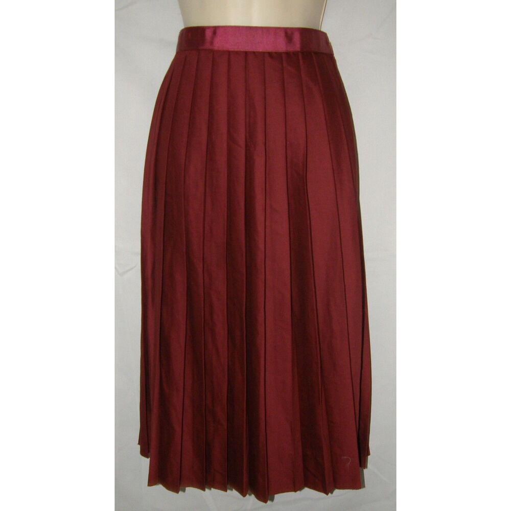 NEW NWT Girls Sz 14 Church School Burgundy Adjustable Waist Pleated Skirt PASTEL